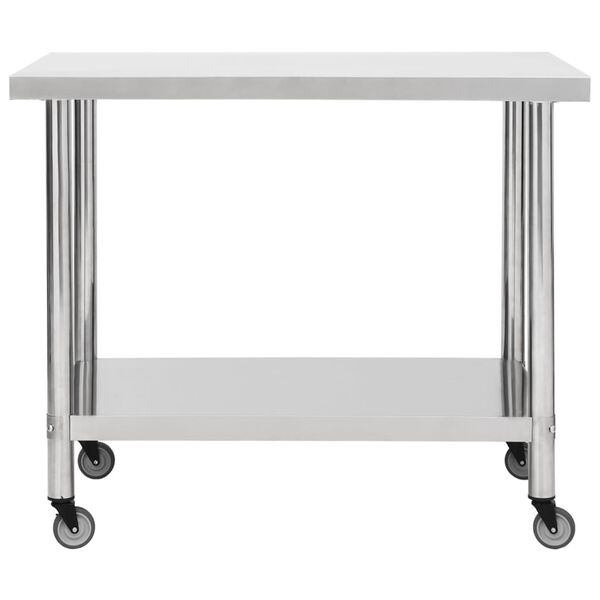 Vidaxl Edelstahl-Küchenarbeitstisch 100x60 cm auf Rollen - bis zu 35% Rabatt