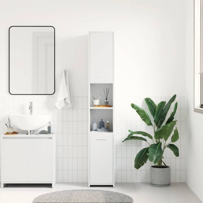 Vidaxl Schmaler Badezimmerschrank Weiß, 183,5 cm - Jetzt bis zu 34% sparen
