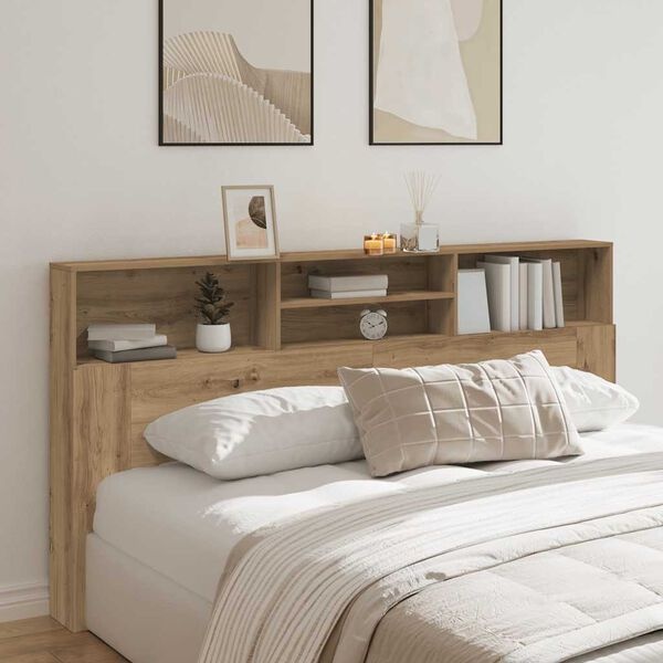 Vidaxl Bett-Kopfteil mit Regal 200x103,5 cm - Artisan-Eiche - bis zu 35% Rabatt