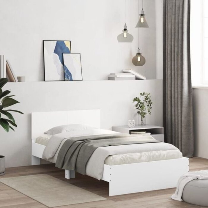 Vidaxl Bettgestell mit Kopfteil 100x200 cm, Weiß - jetzt bis zu 34% Rabatt