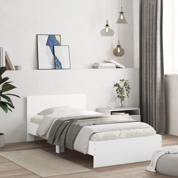 Vidaxl Bettgestell mit Kopfteil 100x200 cm, Weiß - jetzt bis zu 34% Rabatt