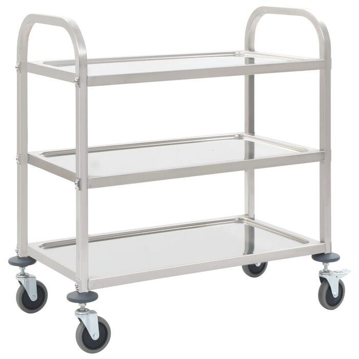 Vidaxl Edelstahl Servierwagen 3 Ebenen 96,5x55x90 cm - bis zu 34% Rabatt