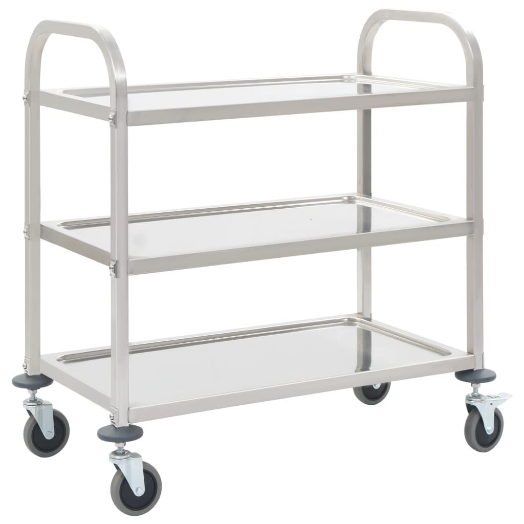 Vidaxl Edelstahl Servierwagen 3 Ebenen 96,5x55x90 cm - bis zu 34% Rabatt