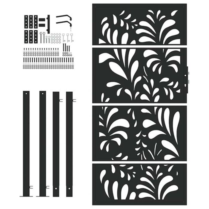 Vidaxl Gartentor mit Wellendesign 100x175 cm Schwarz - bis zu 35% Rabatt