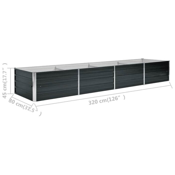 Vidaxl Großes Hochbeet 320x80x45cm aus Stahl in Anthrazit - sparen Sie bis zu 34%
