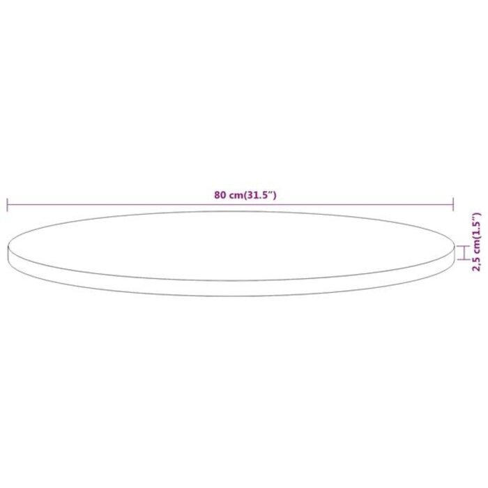 Vidaxl Runde Tischplatte Akazienholz Ø 80 cm - Natur - bis zu 35% Rabatt