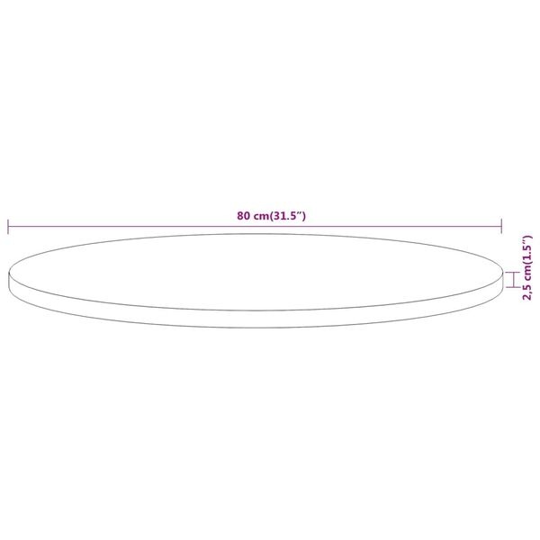 Vidaxl Runde Tischplatte Akazienholz Ø 80 cm - Natur - bis zu 35% Rabatt