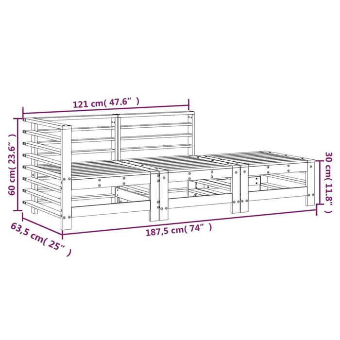 Vidaxl 3-teiliges Lounge-Set aus Kiefernholz - Gartenmöbel bis zu 30% günstiger