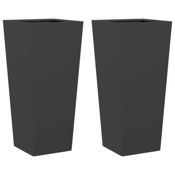 Vidaxl 2er-Set Pflanzkübel Stahl 35x35x75 cm Schwarz - bis zu 34% sparen