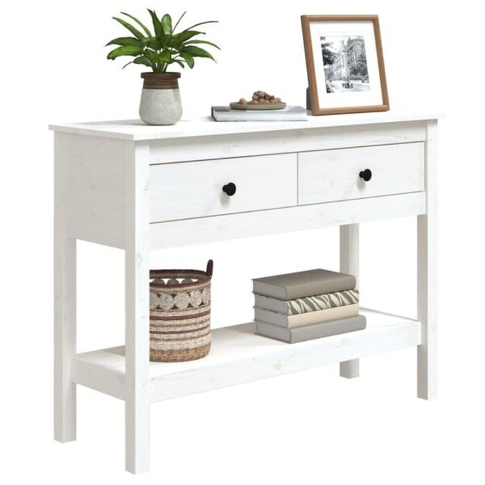 Vidaxl Wandtafel aus massivem Kiefernholz - Weiß, 100x35x75 cm - bis zu 35% Rabatt