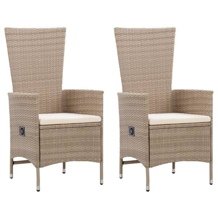 Vidaxl Gartenstühle Set verstellbar, Poly-Rattan beige - bis zu 35% Rabatt