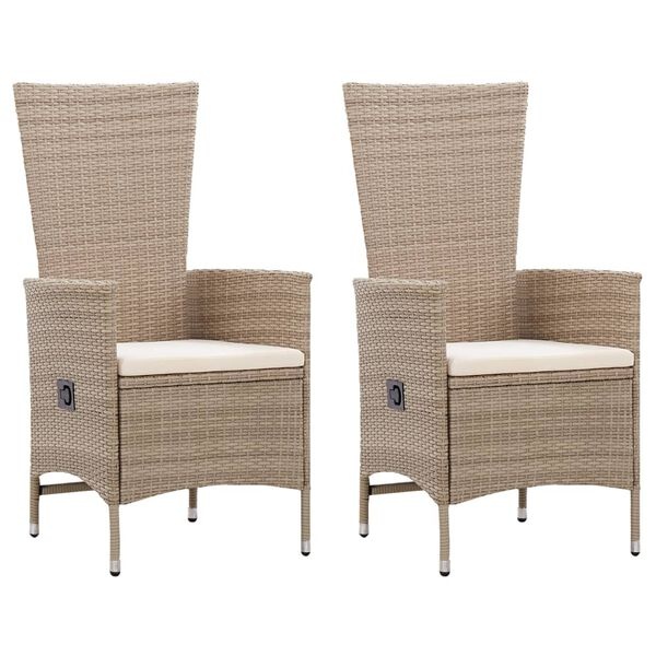 Vidaxl Gartenstühle Set verstellbar, Poly-Rattan beige - bis zu 35% Rabatt