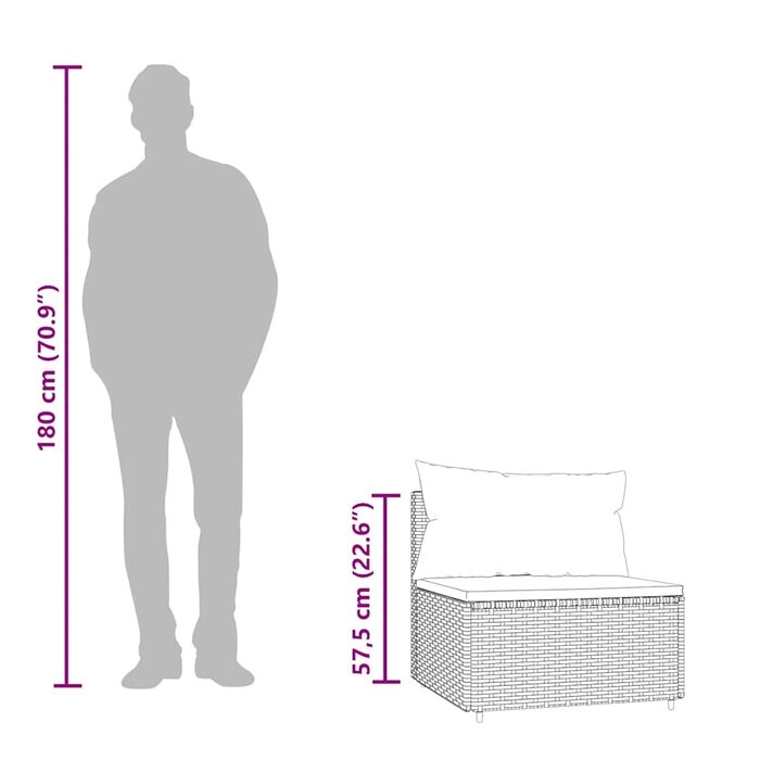 Vidaxl Garten-Mittelsofa Set Grau - Modulares Design - Jetzt bis zu 35% sparen