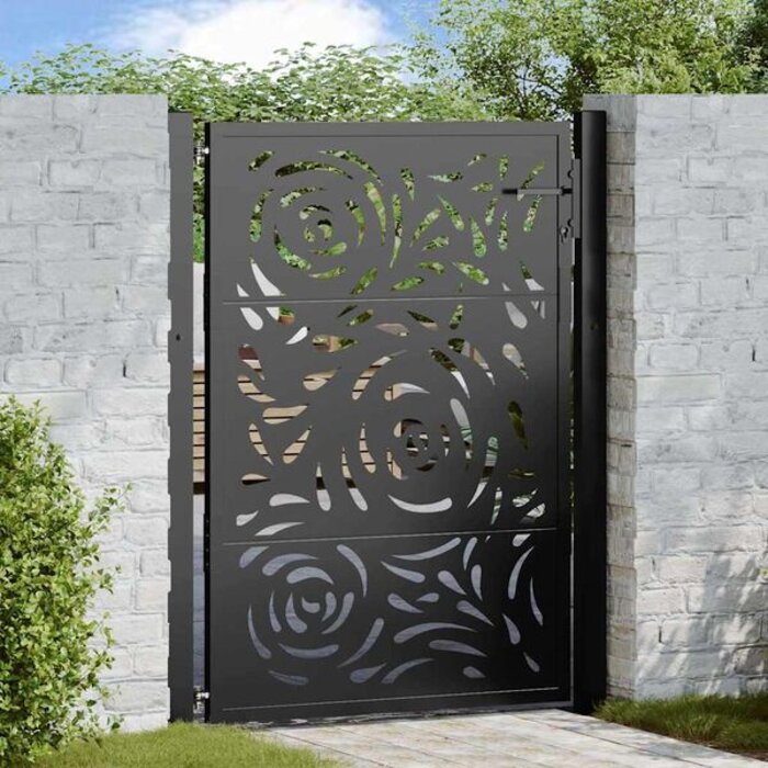 Vidaxl Gartentor mit Flammendesign 100 x 125 cm - Schwarz - bis zu 35% Rabatt