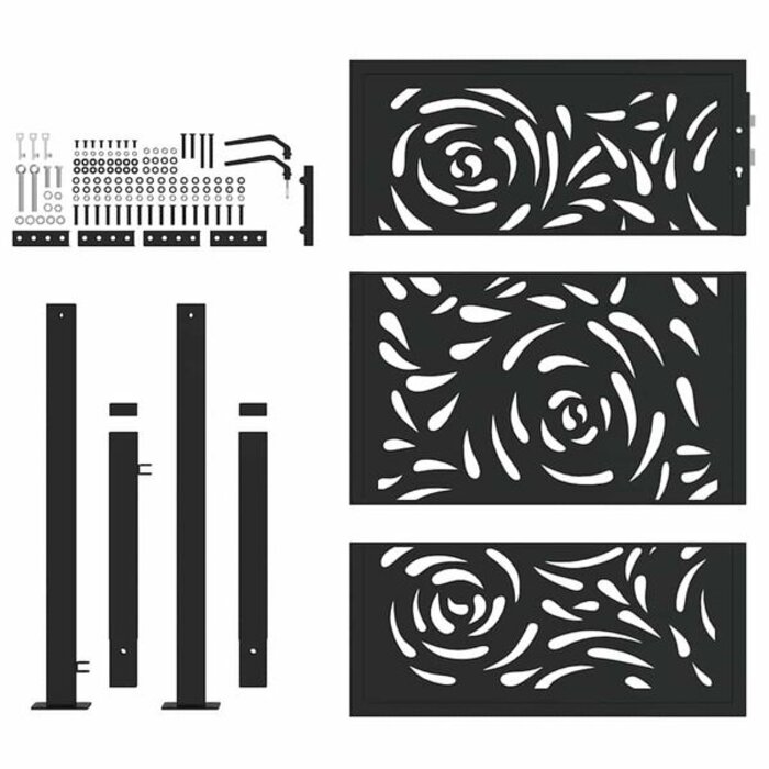 Vidaxl Gartentor mit Flammendesign 100 x 125 cm - Schwarz - bis zu 35% Rabatt