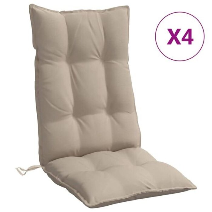 Vidaxl 4er-Set Hochlehner-Stuhlkissen Taupe 120x50cm - bis zu 34% Rabatt