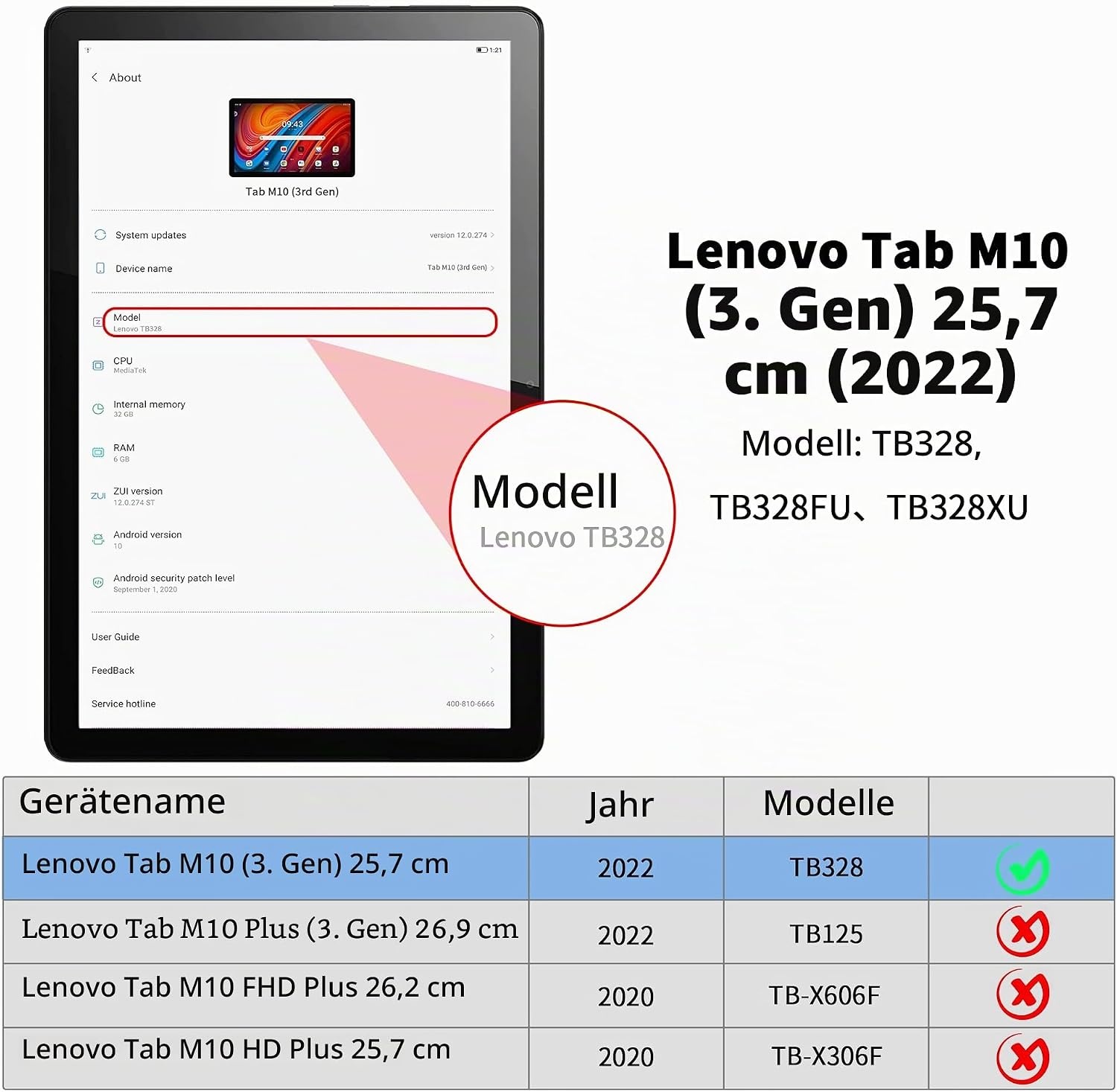 Tastatur-Hülle für Lenovo Tab M10 3. Gen - Schwarz - 57% Rabatt