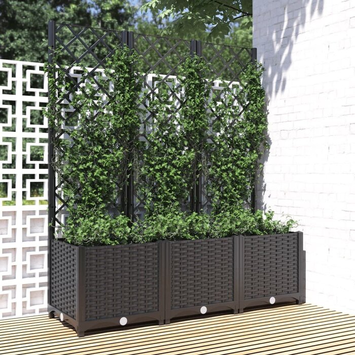 Vidaxl Pflanzkasten mit Rankgitter 120x40x136 cm Schwarz - bis zu 37% Rabatt