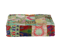 Vidaxl Handgefertigter Patchwork-Pouf 50x50 cm Grün - bis zu 39% Rabatt