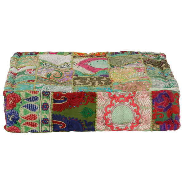 Vidaxl Patchwork-Pouf Baumwolle Grün 50x50x12 cm - Handgefertigtes Unikat bis zu 33%
