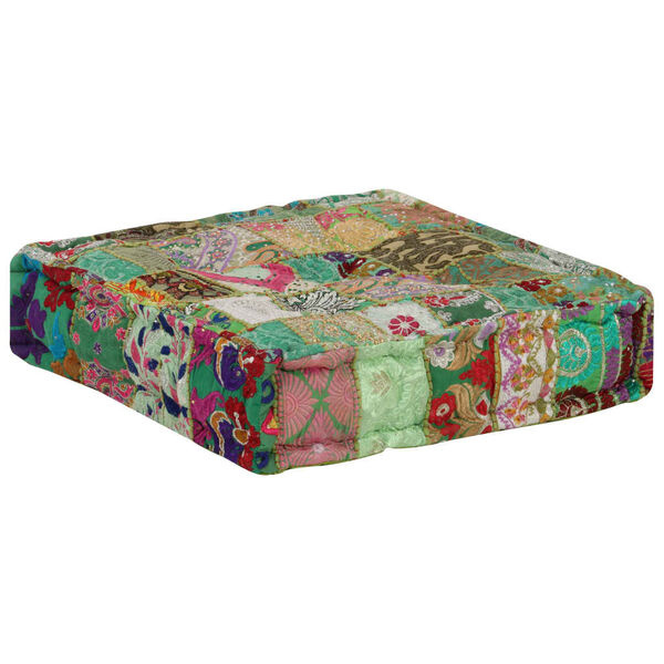 Vidaxl Patchwork-Pouf Baumwolle Grün 50x50x12 cm - Handgefertigtes Unikat bis zu 33%