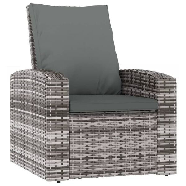 Vidaxl Verstellbarer Gartenstuhl mit Kissen - Poly-Rattan Grau - bis zu 35% Rabatt