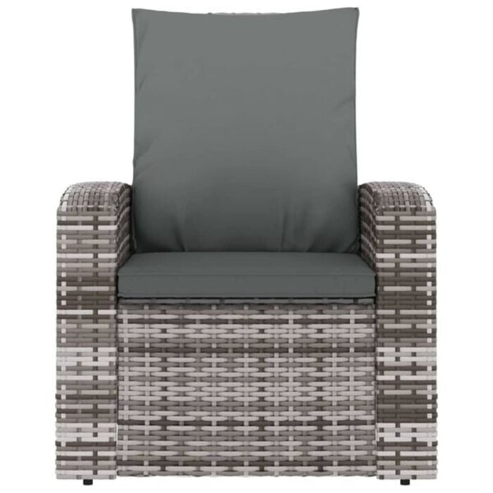 Vidaxl Verstellbarer Gartenstuhl mit Kissen - Poly-Rattan Grau - bis zu 35% Rabatt