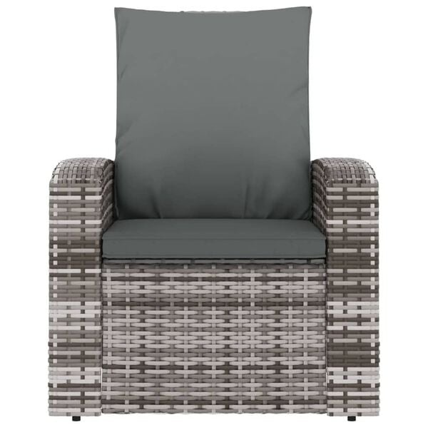 Vidaxl Verstellbarer Gartenstuhl mit Kissen - Poly-Rattan Grau - bis zu 35% Rabatt
