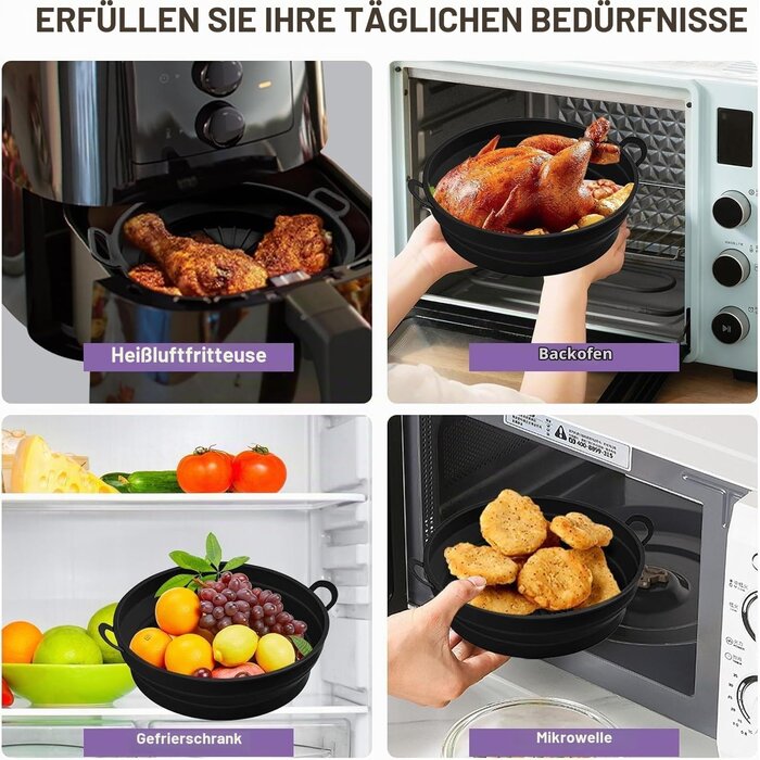 4-tlg. Airfryer-Silikon-Set rund 16,5 cm für Heißluftfritteusen - bis zu 51%