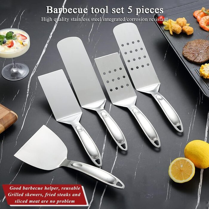 5-tlg. Edelstahl-Grillbesteck-Set - Hitzebeständig - jetzt bis zu 52% sparen