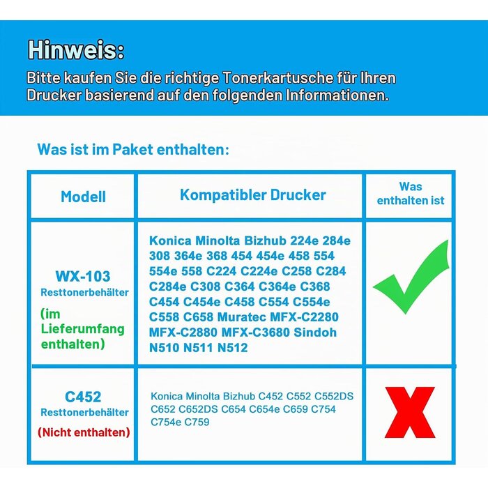 Resttonerbehälter WX-103 für Konica Minolta Bizhub - bis zu 52% Rabatt