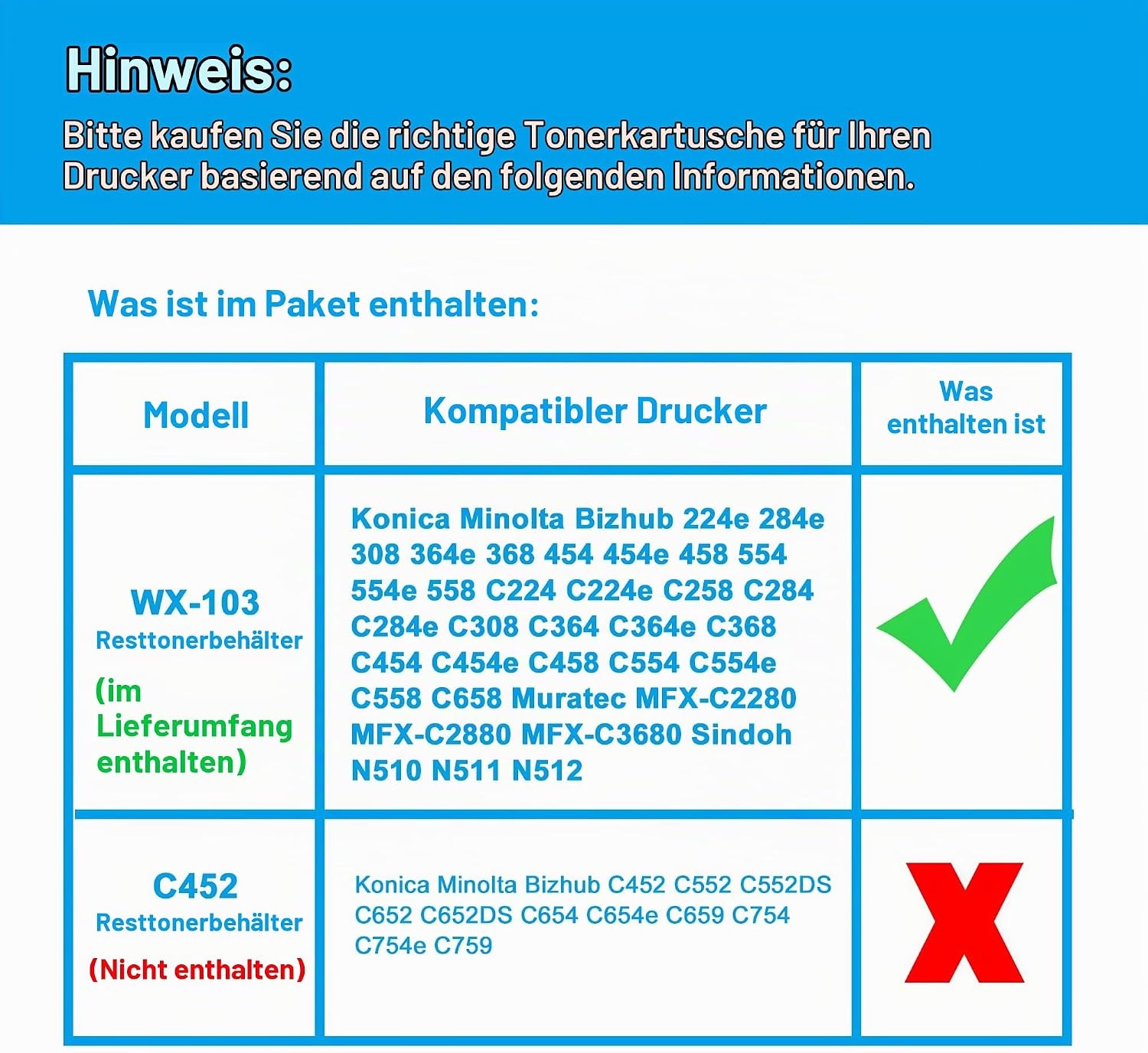 Resttonerbehälter WX-103 für Konica Minolta Bizhub - bis zu 52% Rabatt