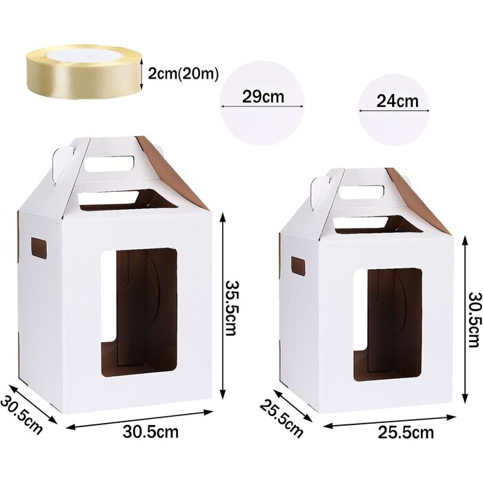 Hohe Tortenschachteln mit Sichtfenster 30,5cm, 2er-Set - bis zu 51% Rabatt