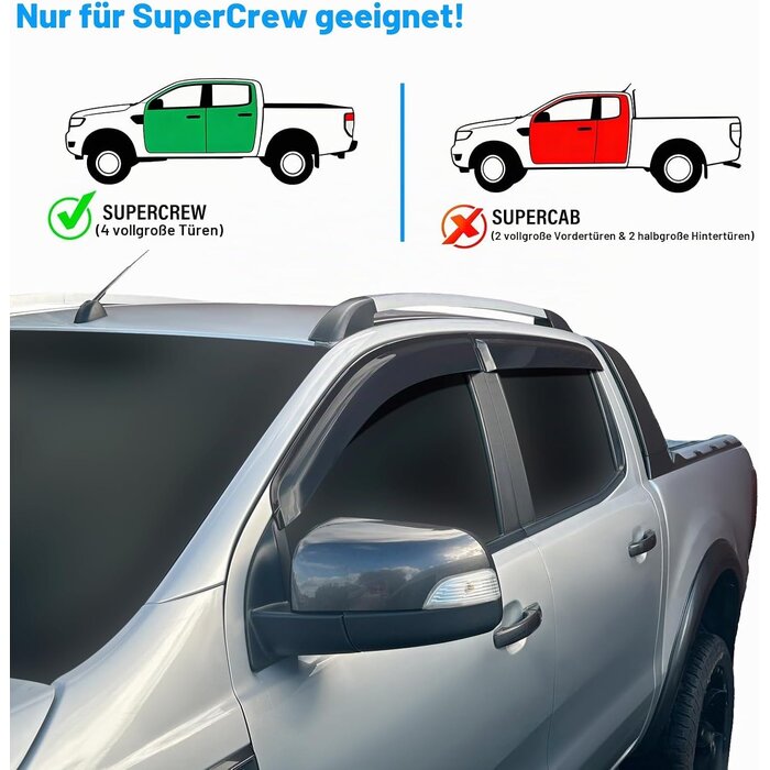 Windabweiser Set Ford Ranger T6-T8 Doppelkabine - 59% Rabatt