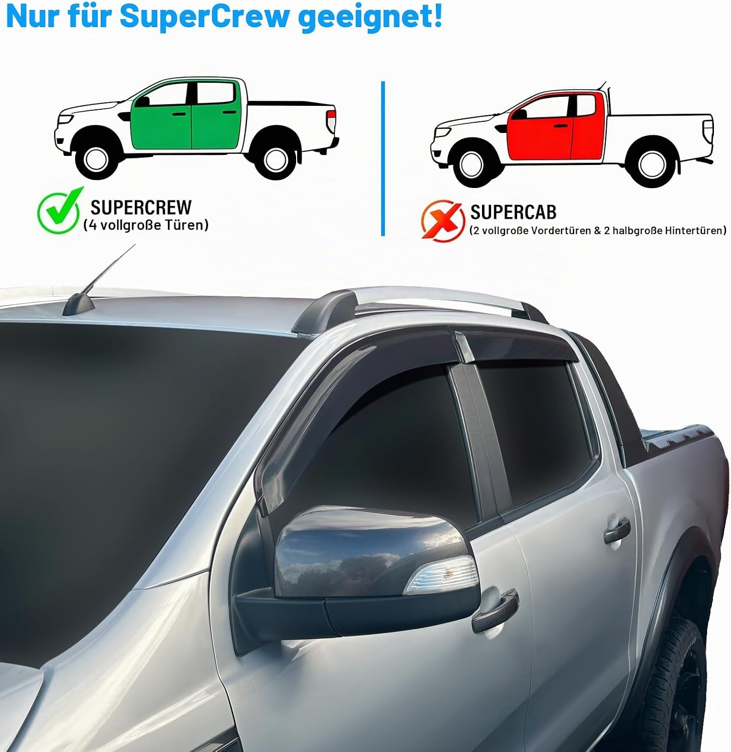Windabweiser Set Ford Ranger T6-T8 Doppelkabine - 59% Rabatt