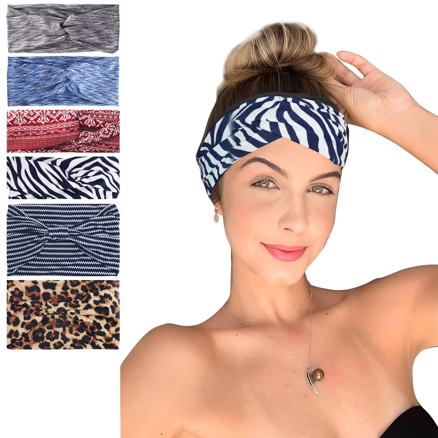 6er Set Damen Sport Stirnbänder - Elastisch & Atmungsaktiv - 55% Rabatt