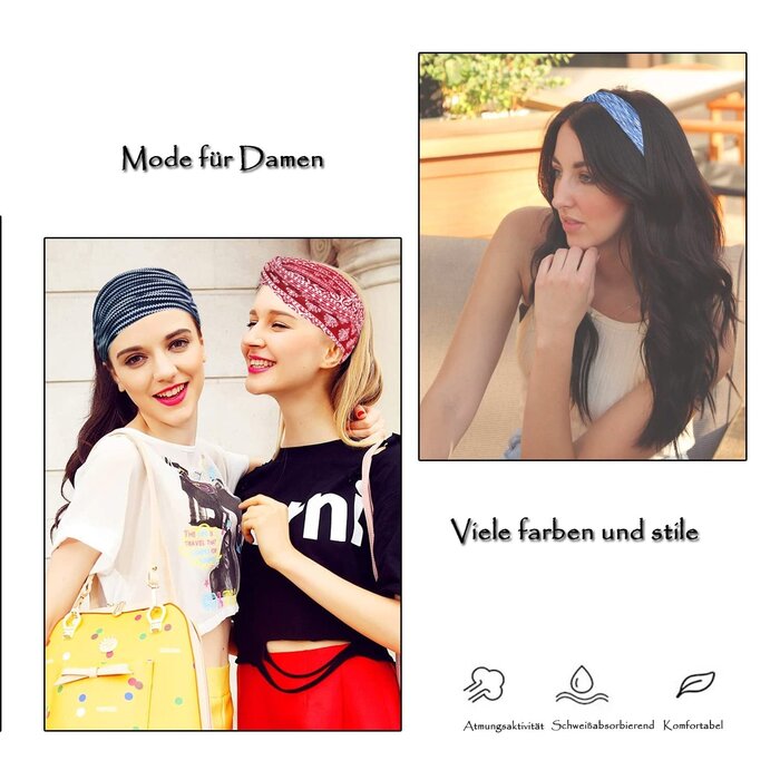 6er Set Damen Sport Stirnbänder - Elastisch & Atmungsaktiv - 55% Rabatt