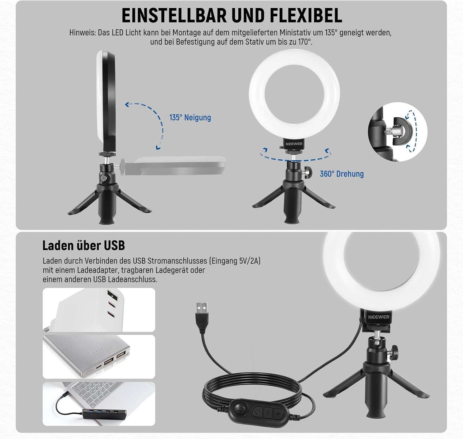 5 Zoll LED-Ringlicht für Videokonferenzen - 57% Rabatt