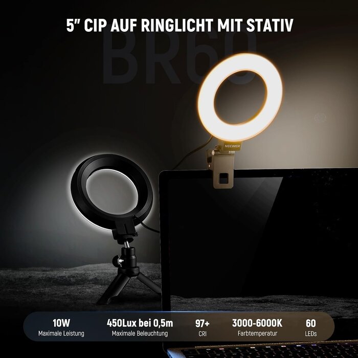 5 Zoll LED-Ringlicht für Videokonferenzen - Jetzt bis zu 55 % reduziert