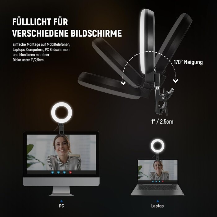 5 Zoll LED-Ringlicht für Videokonferenzen - Jetzt bis zu 55 % reduziert