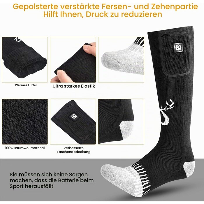 Beheizbare Socken 7,4V Akku - Schwarz - 62% Rabatt