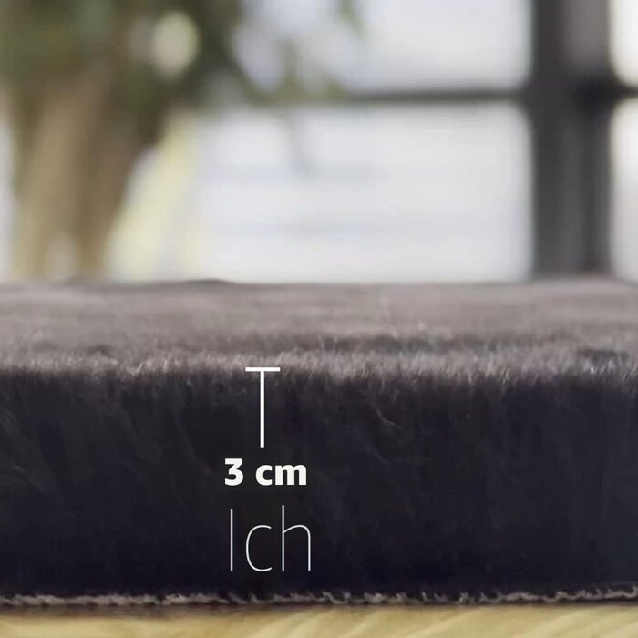 Organischer Teppich 120x180cm Schwarz Kunstfell - 63% Rabatt