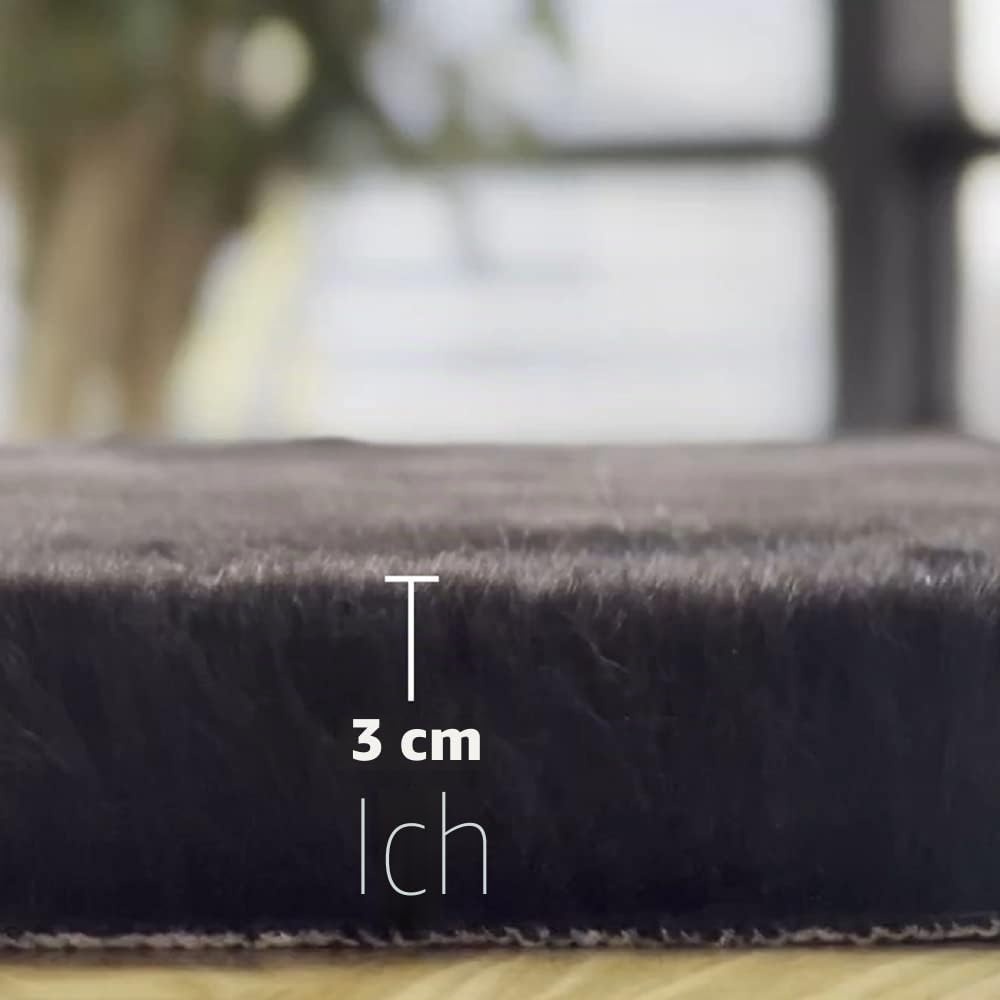 Organischer Teppich 120x180cm Schwarz Kunstfell - 63% Rabatt