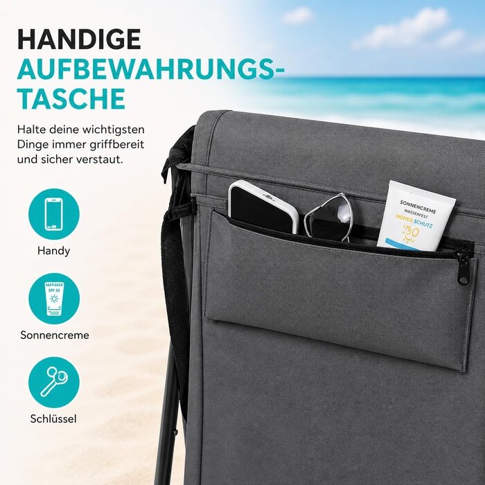 2er Set klappbare Strandmatten mit Rückenlehne, Grau - 64% Rabatt