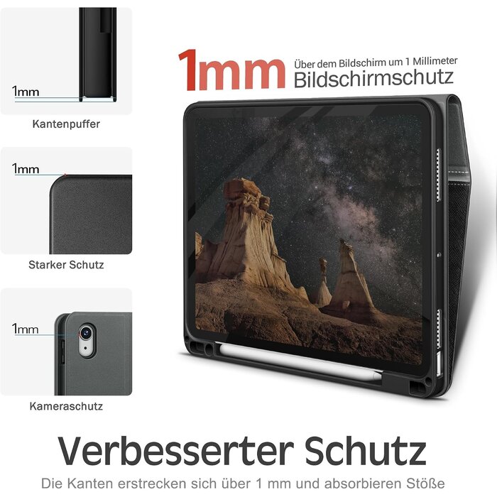 iPad Air 5./4. Gen Hülle - Smart Folio mit Stiftehalter - Schwarz - 57% Rabatt