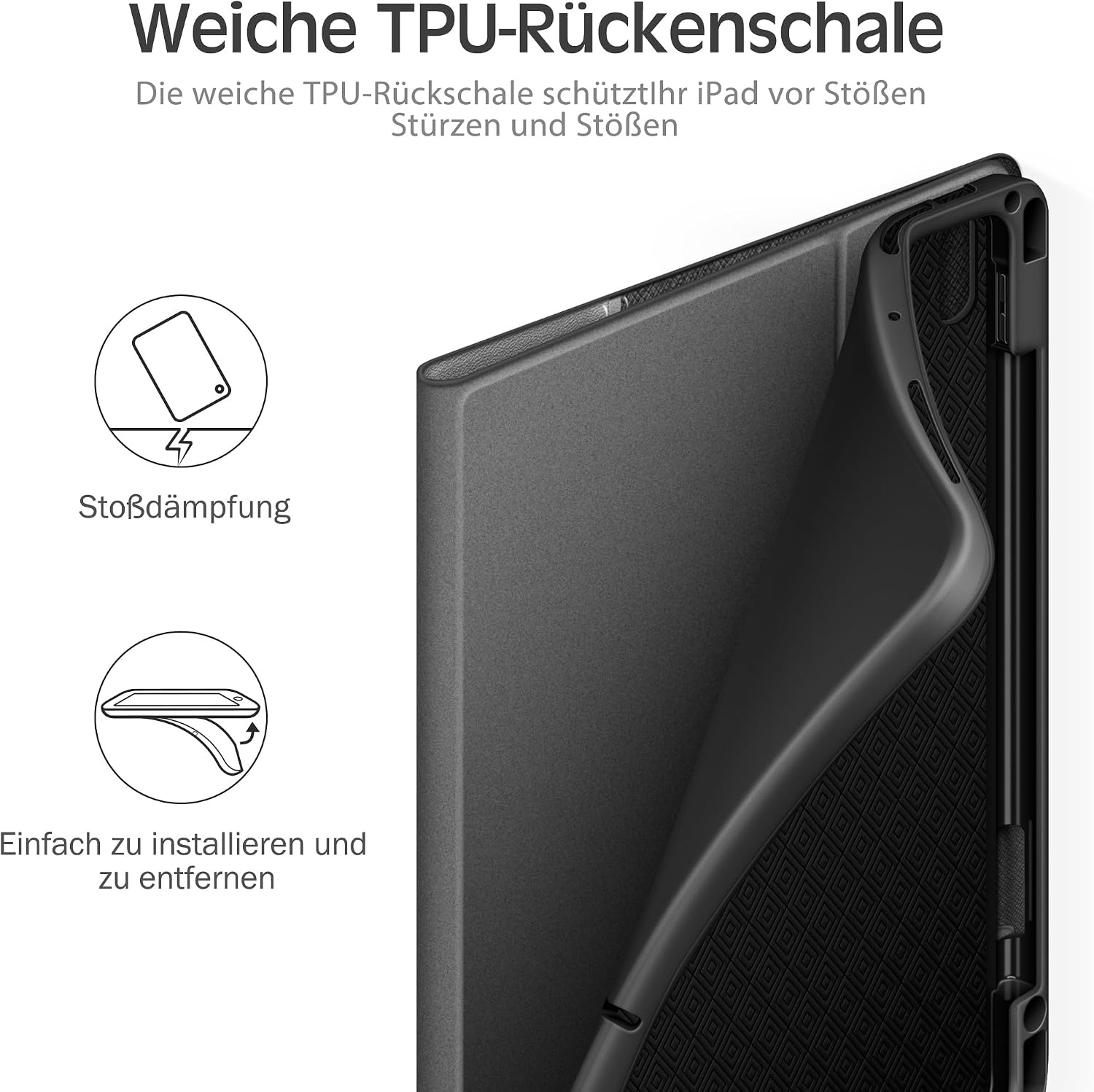 iPad Air 5./4. Gen Hülle - Smart Folio mit Stiftehalter - Schwarz - 57% Rabatt