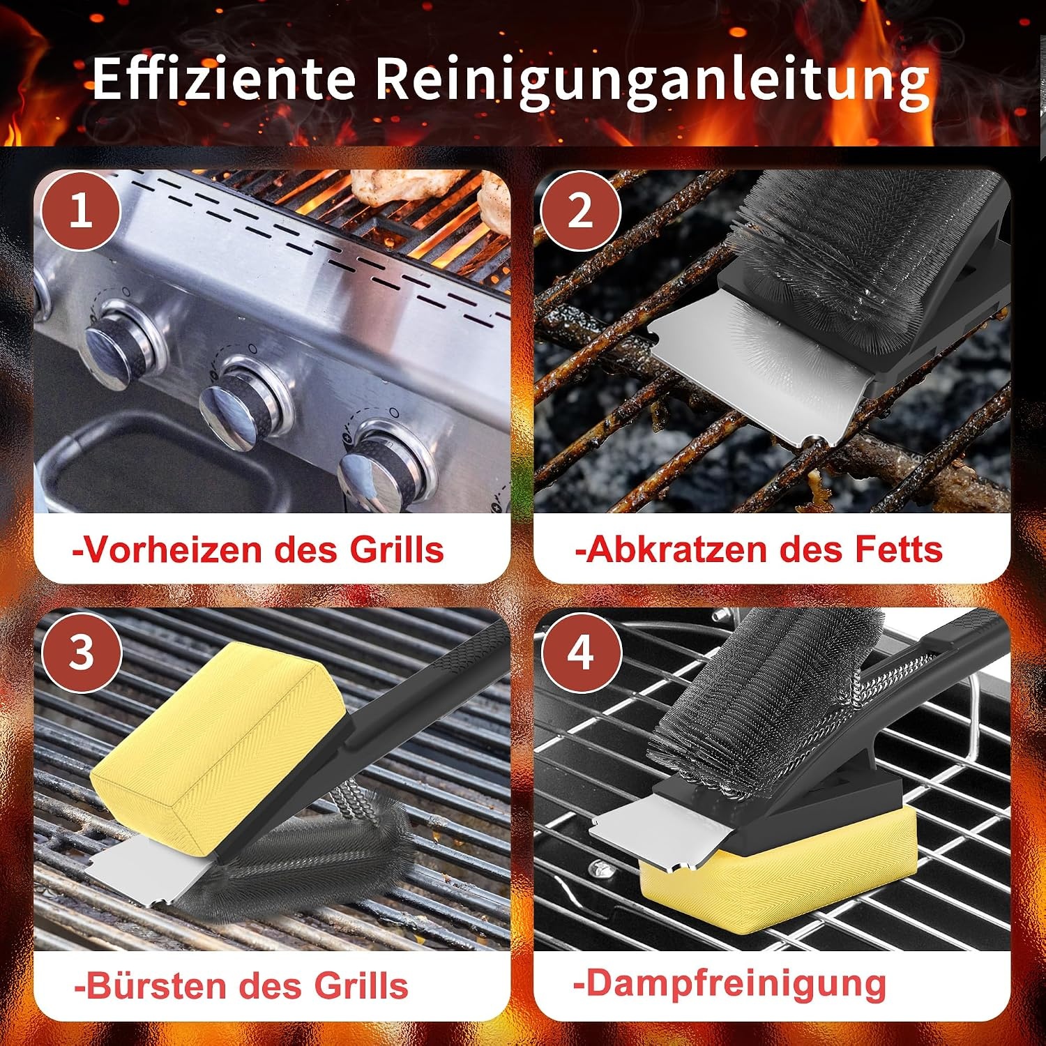 Grillreinigungsbürste mit Schaber 45 cm - 55% Rabatt