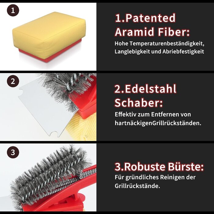 Profi-Grillbürste 45 cm mit Edelstahlschaber - 54% Rabatt