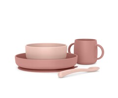 4-teiliges Silikon Geschirrset für Babys - Rosa - bis zu 67% Rabatt