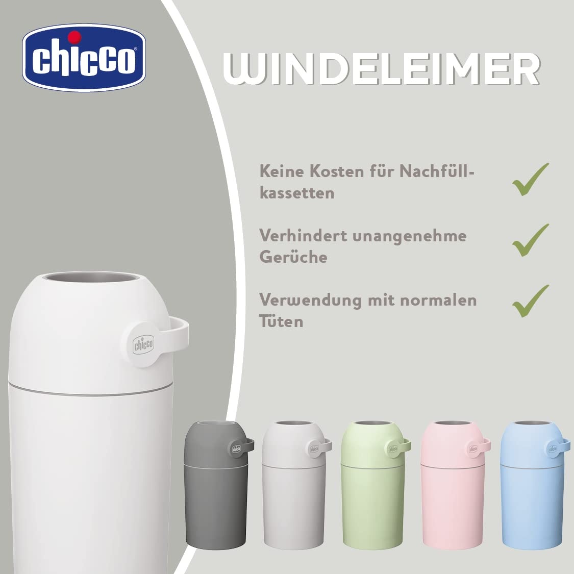 Chicco Geruchsdichter Windeleimer - Weiß, kompakt - 59% Rabatt